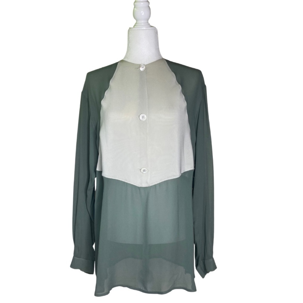 Giorgio Armani Vintage Sheer Two Toned Long Sleeve Tunic Sz 44/10